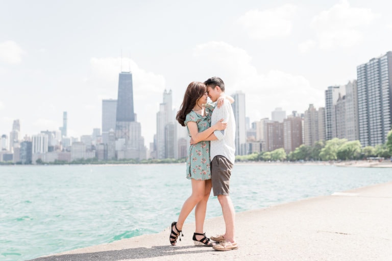 Claire & Isaac: Romantic North Avenue Beach Engagement Photos Chicago, IL