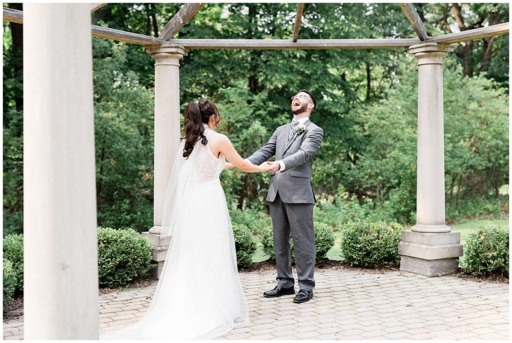 the grove redfield estate wedding first look