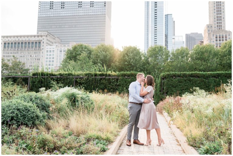 Kirstin & Paul: Golden Hour Lurie Garden Engagement Session in Chicago, IL